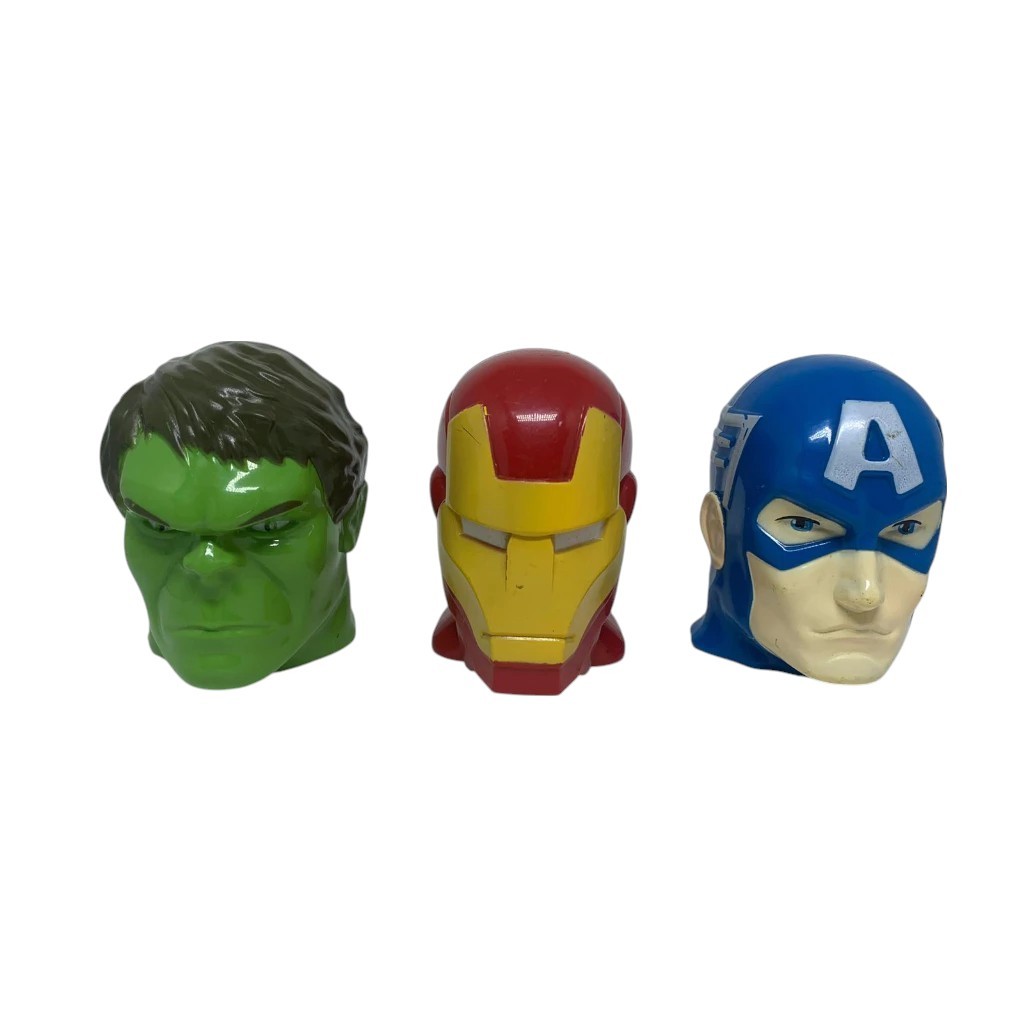 Miniatura Cabeça Heróis Vingadores - Homem de Ferro/ Capitão America/ Hulk