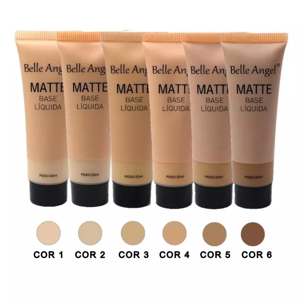 Base Líquida Matte Belle Angel – Alta Cobertura | Toque Seco | Longa Duração | Efeito Natural