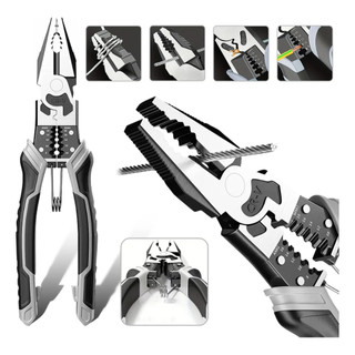 Alicate Multifuncional Wire Stripper para Eletricista, Ferramenta de Crimpagem, Corte Descascador