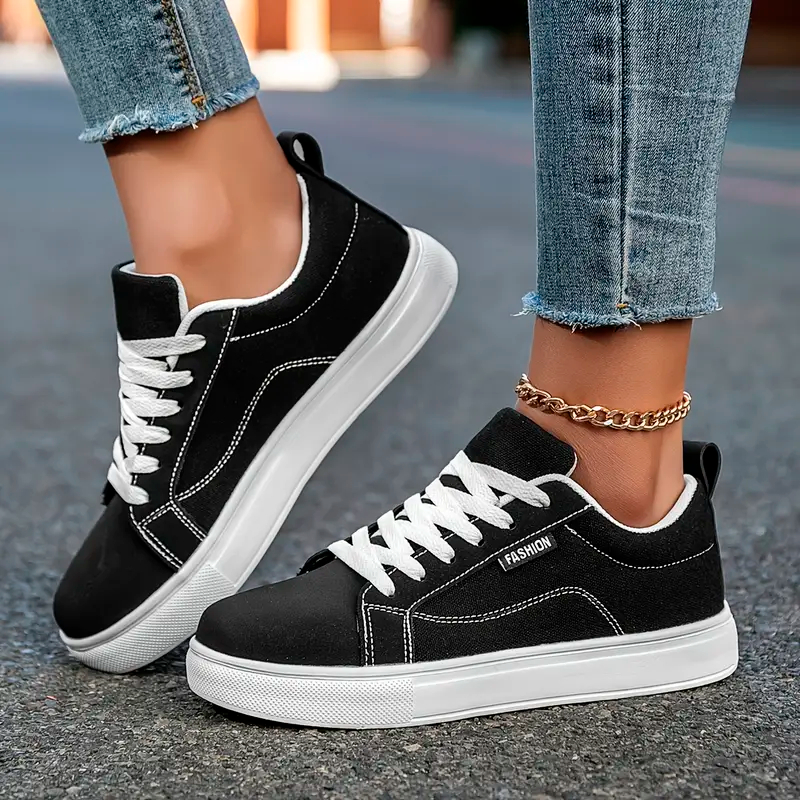 Tenis Skate Preto Leve Respirável Feminino Clássico Moda Casual