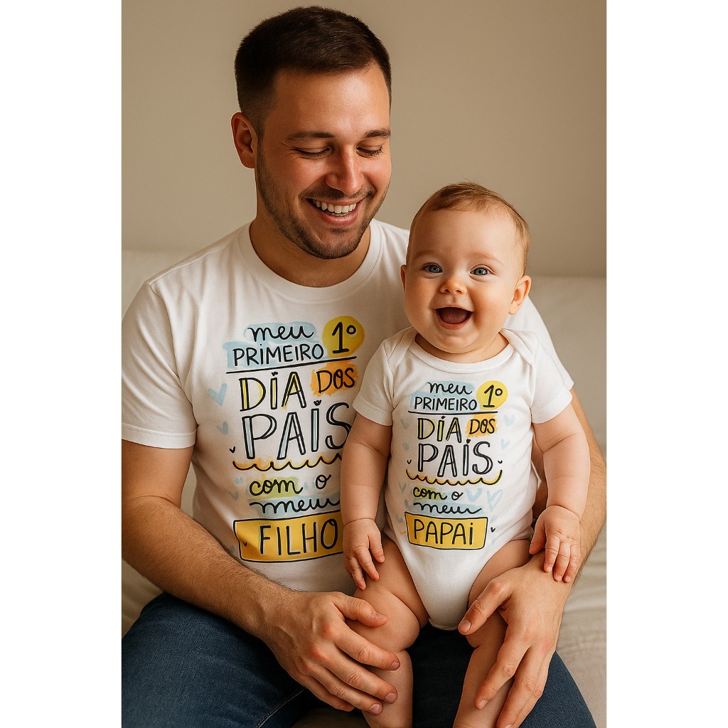 Kit Camiseta + Body Primeiro dia dos Pais 2 Peças dia dos Pais