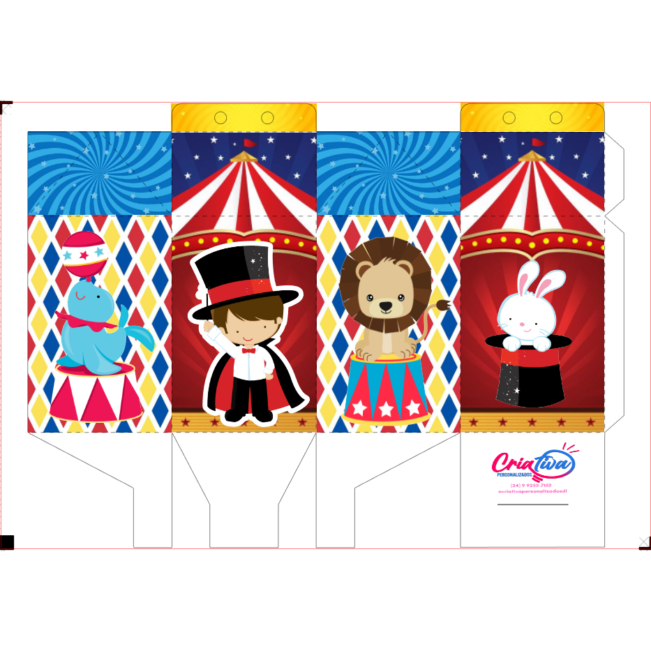 Kit Caixinhas Personalizadas Circo Menino/Mimos, caixinha, infantil, decoração, aniversário,lembrancinha