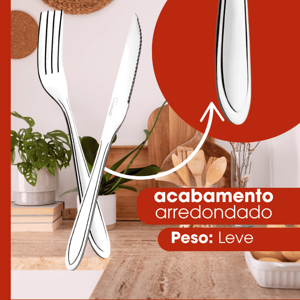 Kit 48 peças 24 Garfos e 24 Facas Talheres Inox Faqueiro América Original Line Cozinha Restaurante Buffet — imagem 2 de 2
