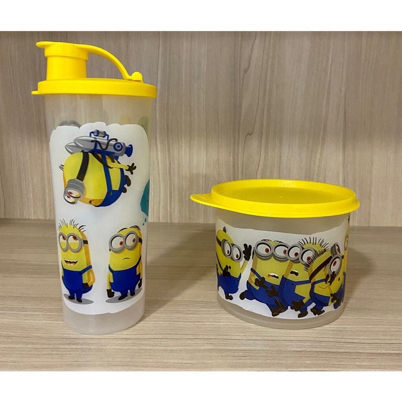 Tupperware Copo com Bico 470ml + Redondinha Minions 500ml