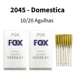 10/20 Agulhas Domestica 2045 N°9/11/12/13/14/16/18/21 Cabo Dourada Para Maquina De Costura Caseira