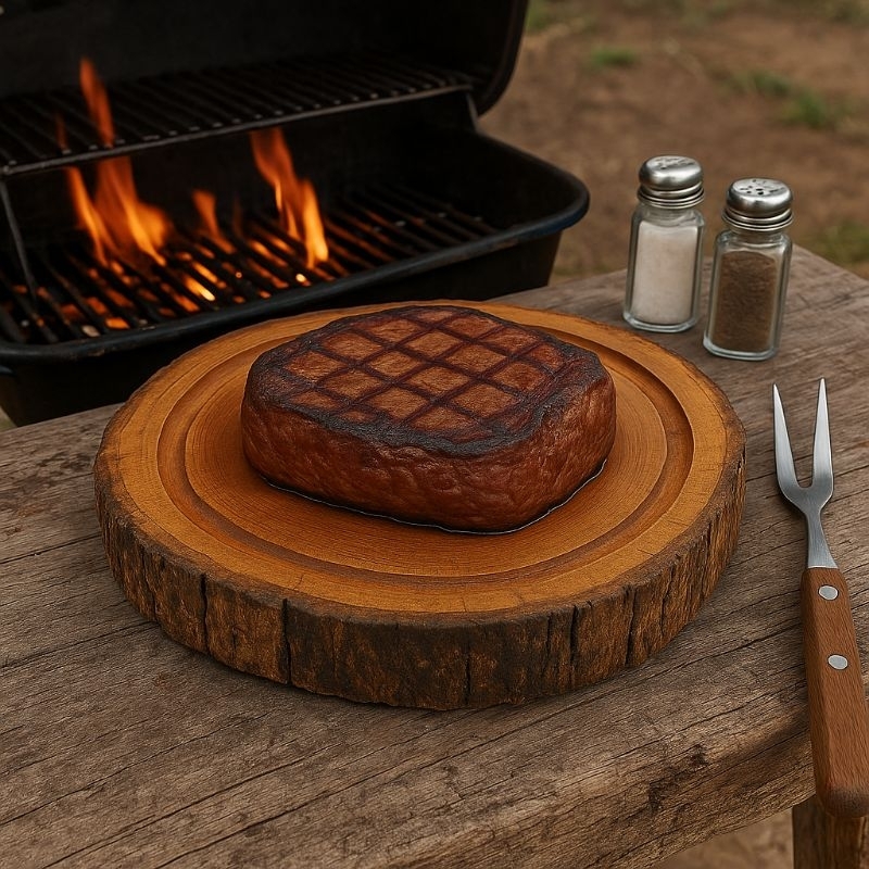 Tabua De Carne 30x30 Rústica  Resistente Tora De Madeira Seu Churrasco Merece Uma Tábua Genuína