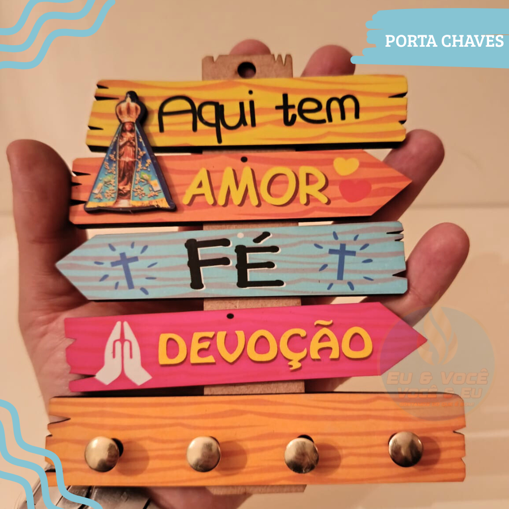 Porta Chaves Branco Quadro Com Nossa Senhora Aparecida e Mdf Presentes Lembrancinha