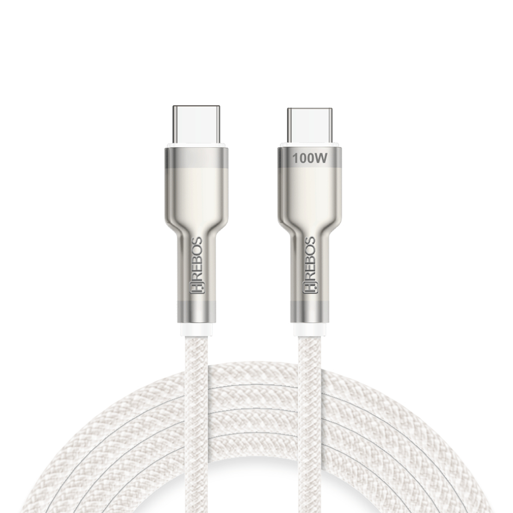 Cabo USB-C 1m 100W Turbo Carregamento Rápido Nylon Premium para Celular Notebook Tablet Tipo C