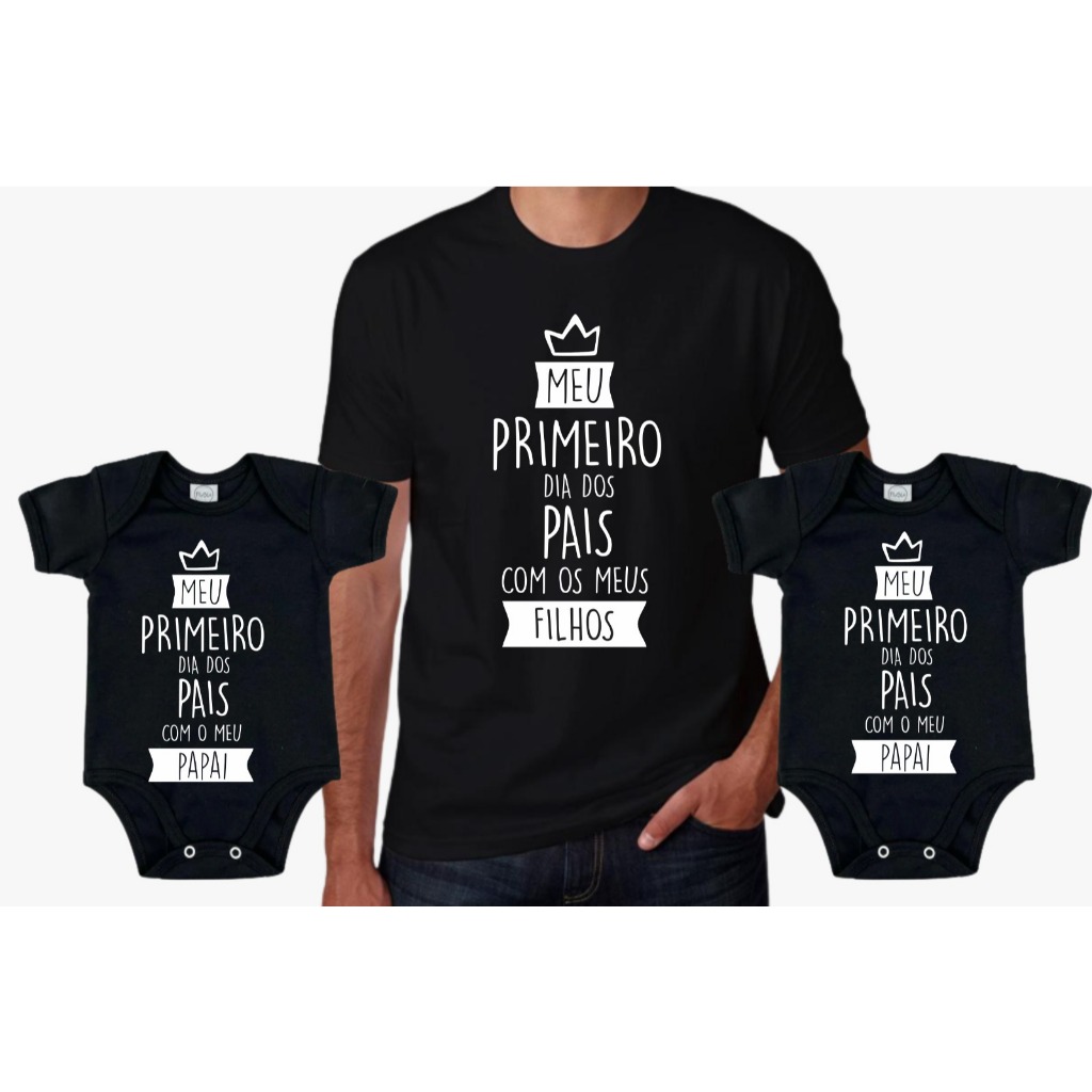Kit de Camisetas 3 Peças Pai de Gêmeos Primeiro dia dos Pais Gêmeos Meu Primeiro Dia dos Pais com o Meu Papai