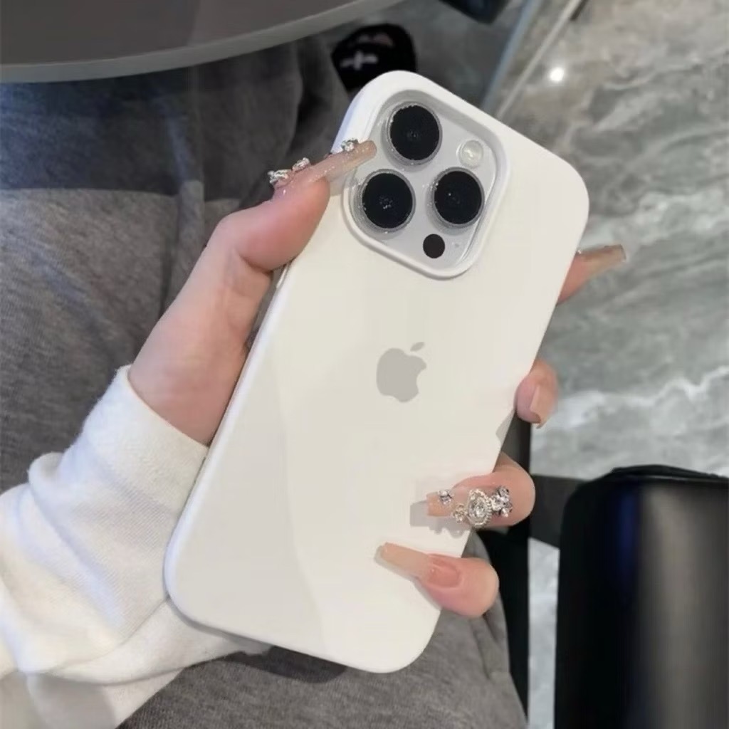 Capinha Silicone Aveludada Cor Preto Branco  Para IPhone 7Plus/XR/11/13/14/15/16/16Promax/Plus
