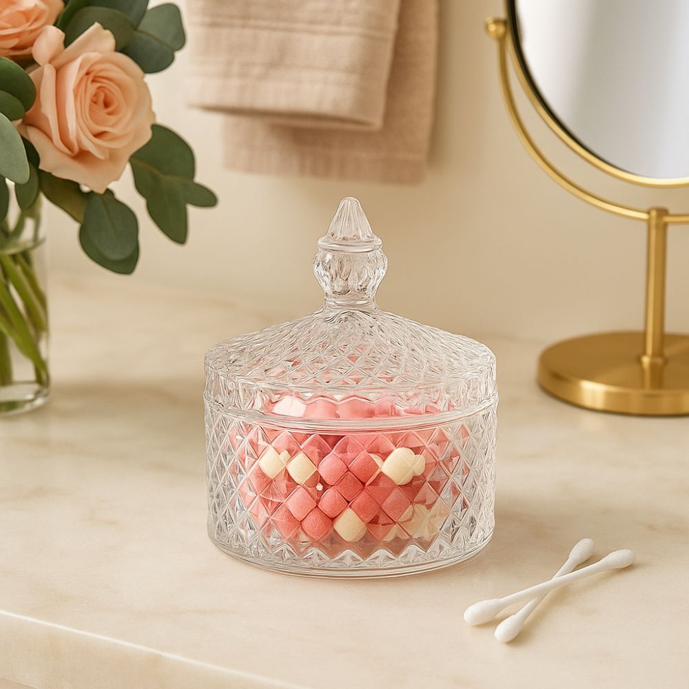 Kit 08 Bomboniere de Vidro Decorativa 120ml com Tampa – Multiuso para Doces, Velas ou Lembrancinha em Oferta na Shopee