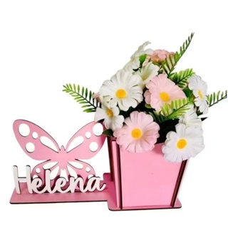 Kit Centro de Mesa Cachepo Borboleta Decoração Jardim Encantador Lembrancinha Flor porta lápis mdf em Oferta na Shopee