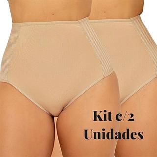 Kit 2 Calcinhas Cinta Modeladora Compressão Cos Alto Segura Barriga Pos Parto Redutora de Medidas