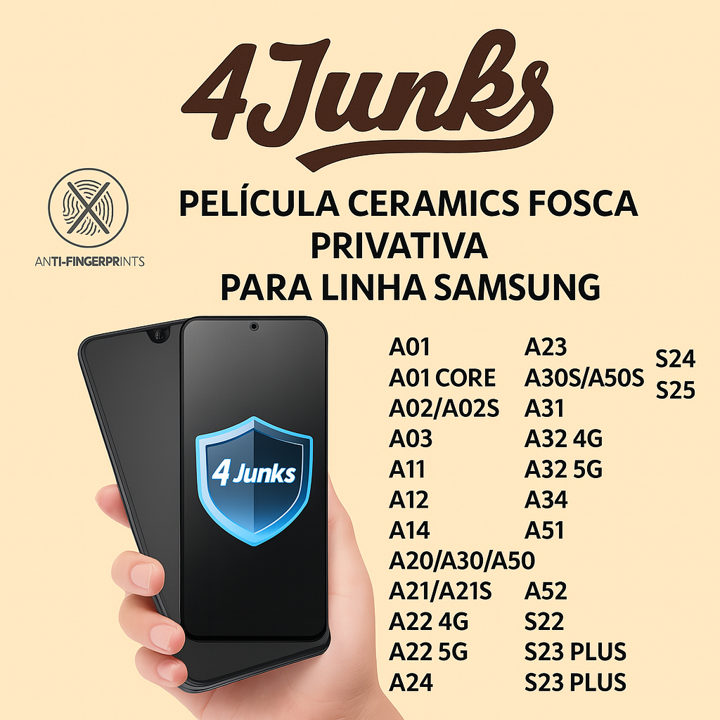 Película Fosca Privativa Cerâmica SamsungA02 A03 A06 A13 A14 A15 A16 A22 A31 A34 A35 A36 A51 A54 S22
