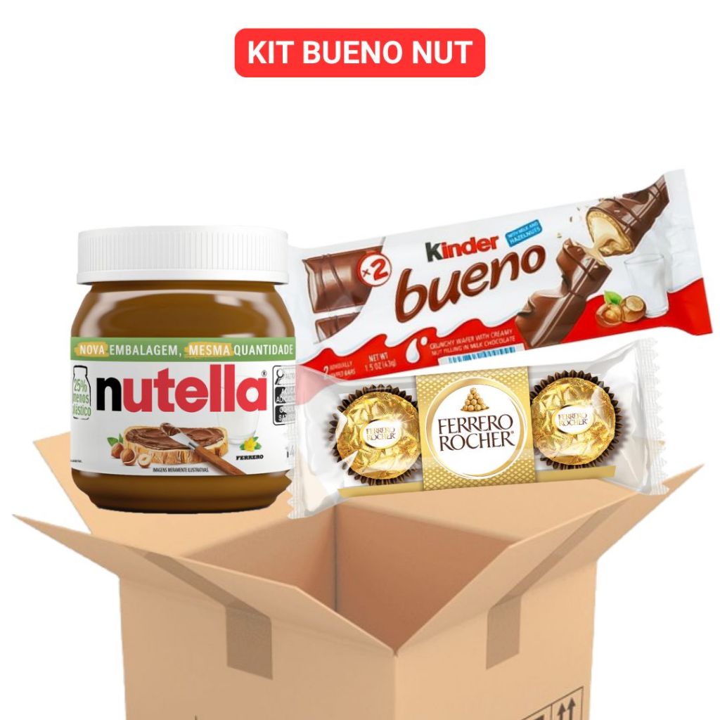 Kit 3 Produtos - Nutella + Bueno + Ferrero