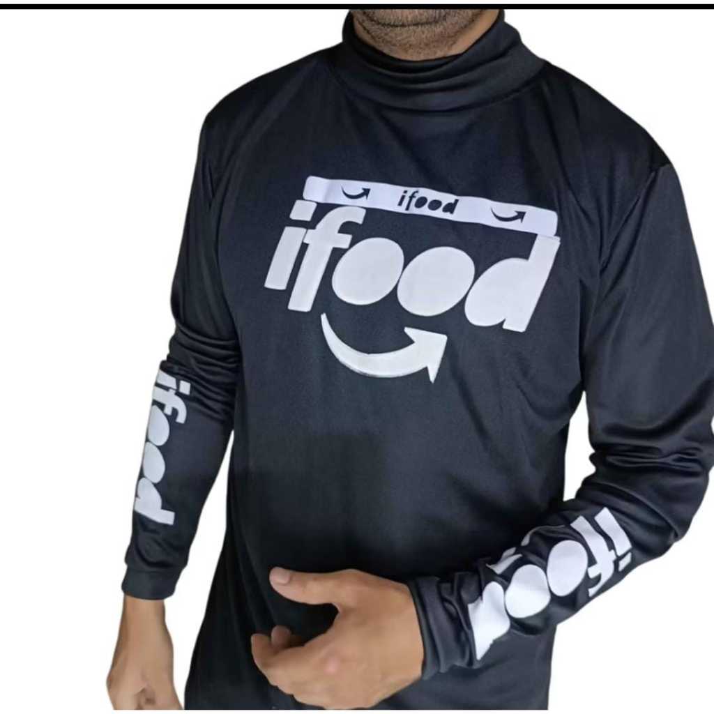 Camisa manga longa entregador ifood blusa gola alta uv em Oferta na Shopee