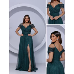 Vestido Cristal Tule com Brilho e Alça para Festas, Casamentos e Madrinhas , Formaturas e Convidadas