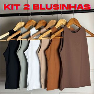 KIT 2 Regata Blusinha Feminina Suplex Duplo Básica Elegante Moda Blogueira Tendencia em Oferta na Shopee