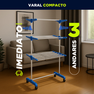 Varal De Chão Roupa Calcinha Prateleiras 3 Andares Dobrável Portátil em Oferta na Shopee