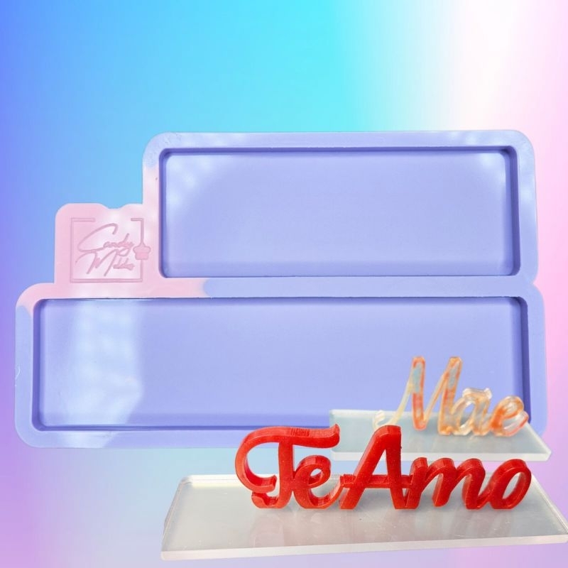 Molde de Silicone Base para Palavras - 2 Cavidades artesanato resina epóxi