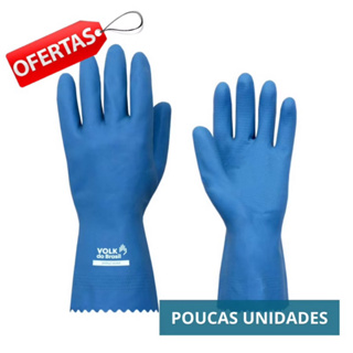 Kit 2 Prs Luva De Latex AZUL Multiuso Forrada Antiderrapante Impermeável Para Limpeza Louça Faxina Jardinagem volk em Oferta na Shopee