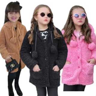 Casaco Blusa Infantil Feminino Menina Teddy Com Bolso E Capuz Inverno Frio 2 Ao 16 em Oferta na Shopee
