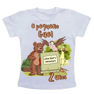 Camiseta infantil personalizada o pequeno urso em Oferta na Shopee