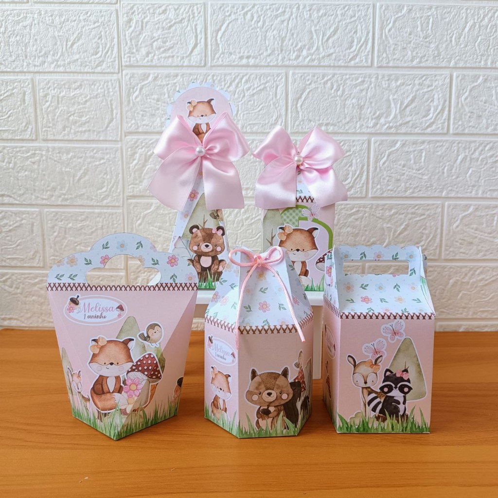 PEGUE E MONTE - Kit Personalizados Bosque Encantado Rosa - Lembrancinhas  Caixinhas para festa em Oferta na Shopee