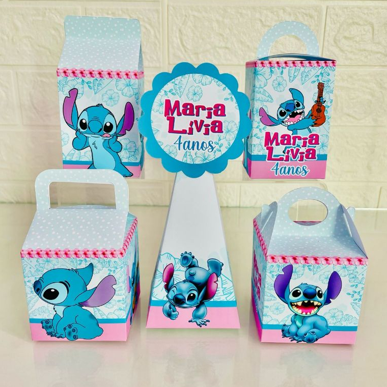 Caixas Personalizadas Stitch, lembrancinha stitch, kit festa stitch, caixinha stitch (pegue e monte)