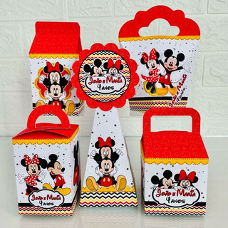 Caixas personalizadas mickey e Minnie, caixinha mickey e minnie, kit personalizado mickey e minnie (pegue e monte)