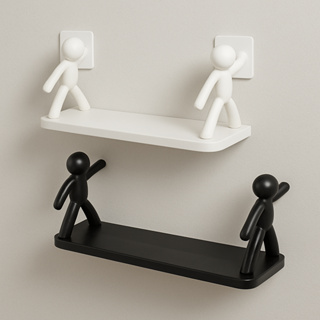 Prateleira 1/2 Estante Bonequinho Buddy plástico com suporte decorativa banheiro cozinha C/ Adesivo em Oferta na Shopee