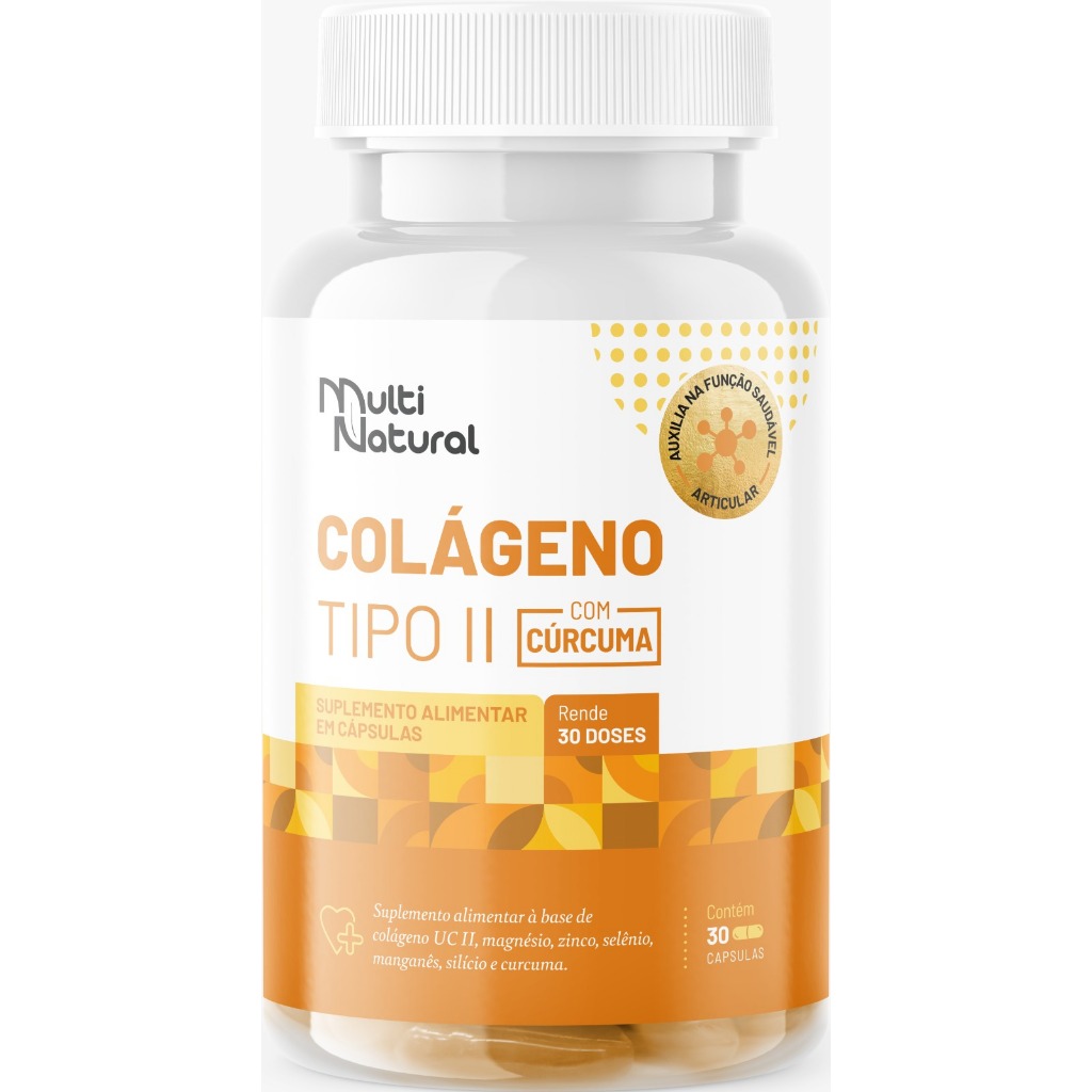 Cúrcuma + Colágeno Tipo 2 Multi Natural - Pote Com 30 Capsulas