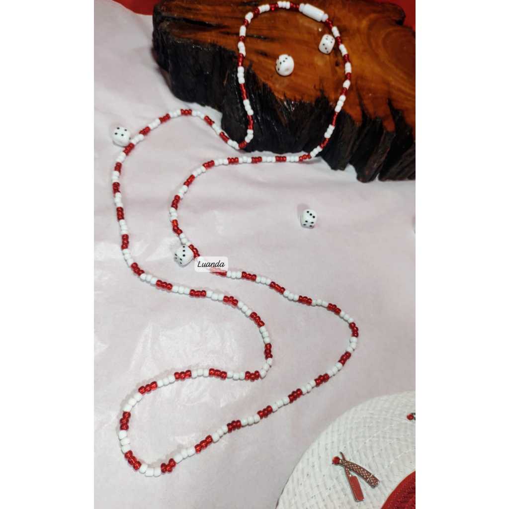 Guia Malandro Zé Pelintra Malandragem Navalha Maria Miguel Fio de Conta Miçangas Vermelho Branco Umbanda Candomblé em Oferta na Shopee