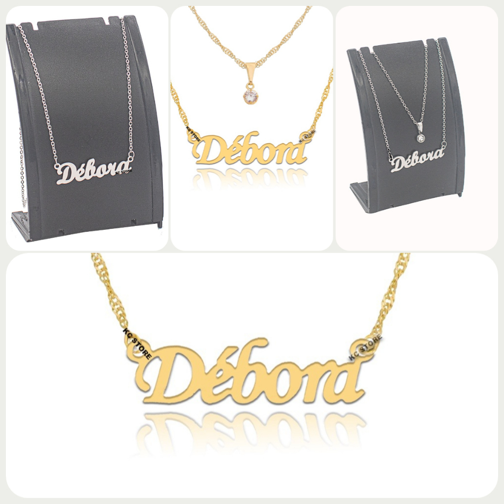Lindo Colar de Nome débora Debora Corrente Duplo adulto menina folheado a Dourado ou Prata Aço Inox em Oferta na Shopee