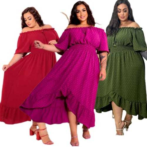 Vestido Feminino Moda Evangélica Plus Size Elegante Casual Tendencia Verão 48 Ate 56 Duna G1 G2 G3 em Oferta na Shopee