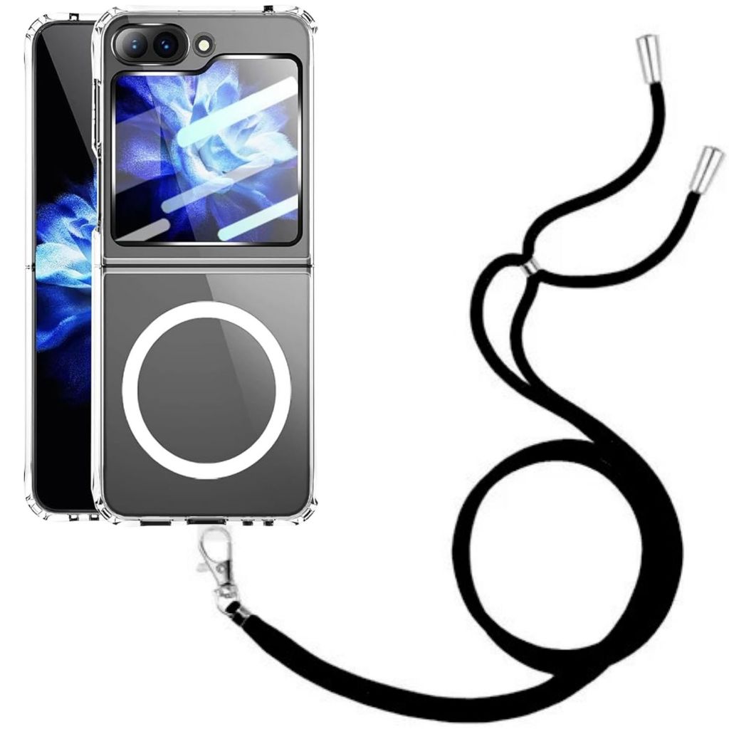 Capinha Capa Para Z Flip 5 Z Flip 6 Z Flip 7FE Cordão Silicone Case Suporte Pulseira Anel Magnética Magsafe Pro