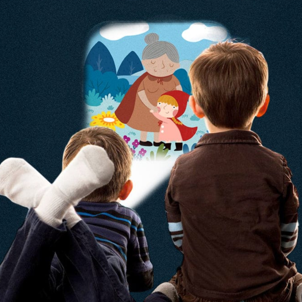 Projetor Contador de Histórias Cineminha Infantil com Livro + Sombras + 5 Histórias Clássicas
