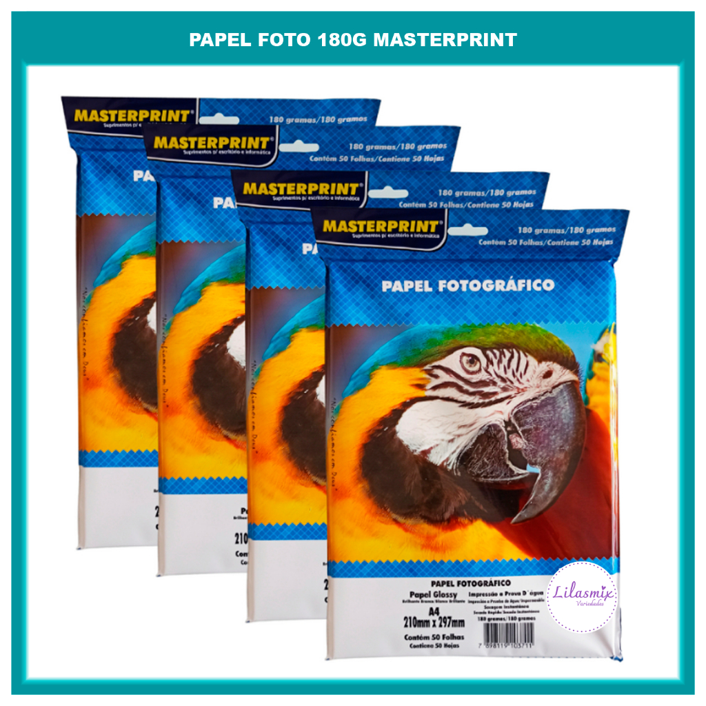 200 Folhas Papel Fotografico 180g Glossy Impressão Foto Premium Brilho Alta Qualidade A4 Masterprint