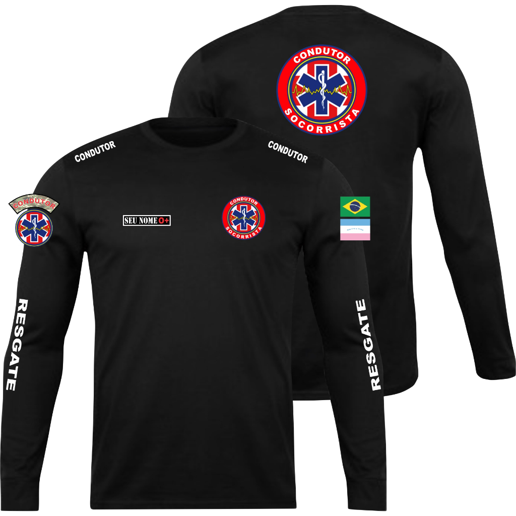 Camisa Manga Longa Profissional Estilo Socorrista Condutor – Uso Diário