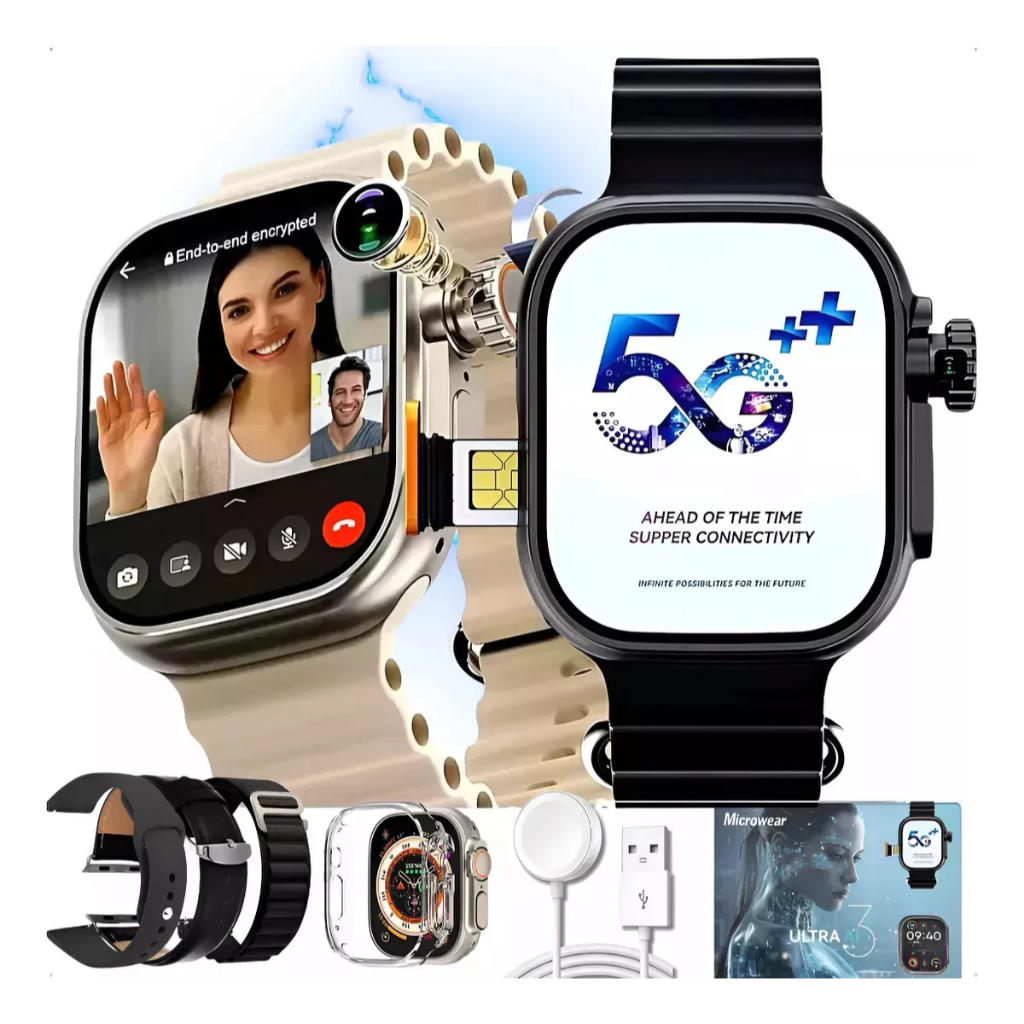 Relógio Microwear Smartwatch Ultra 3Ai 5G Android Chip Câmera Amoled 16GB GPS Wi-Fi ChatGPT Original