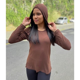 Blusa Feminina Manga Longa com Capuz Vest Legging Tapa Bumbum  M ao GG