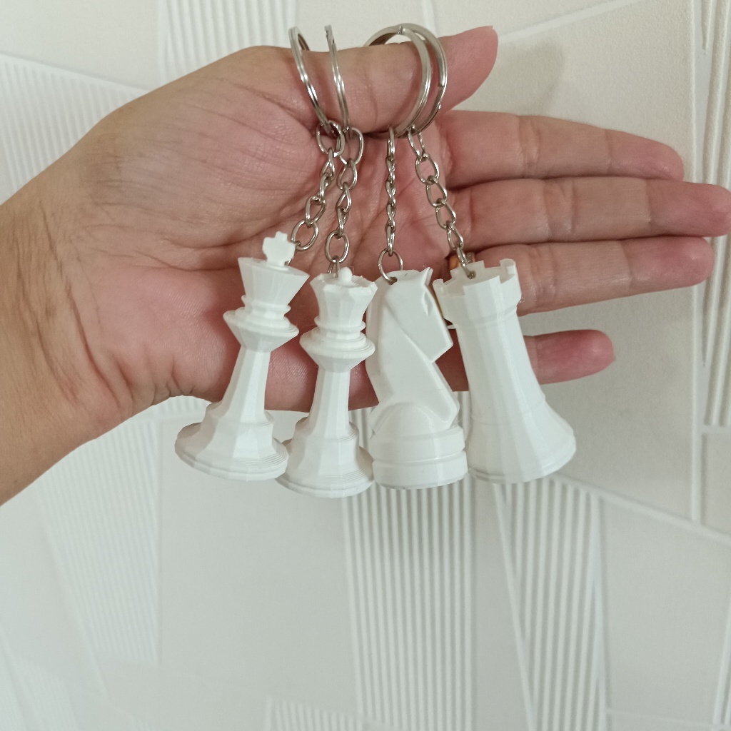 Kit 4 Chaveiros Xadrez, Rei, Rainha, Cavalo e Torre Peças em Impressão 3D
