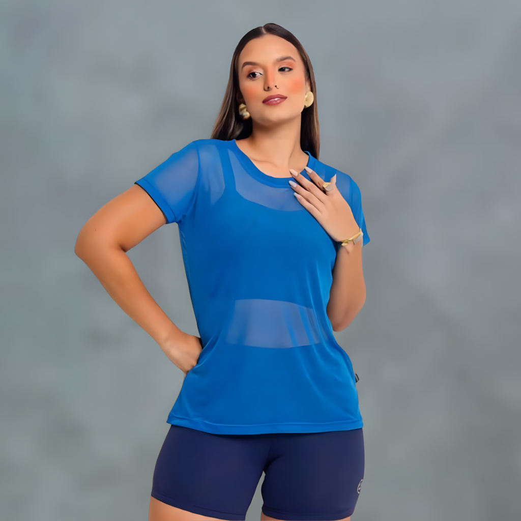 Blusa Feminina De Tule Para Academia Moda Fitnes em Oferta na Shopee