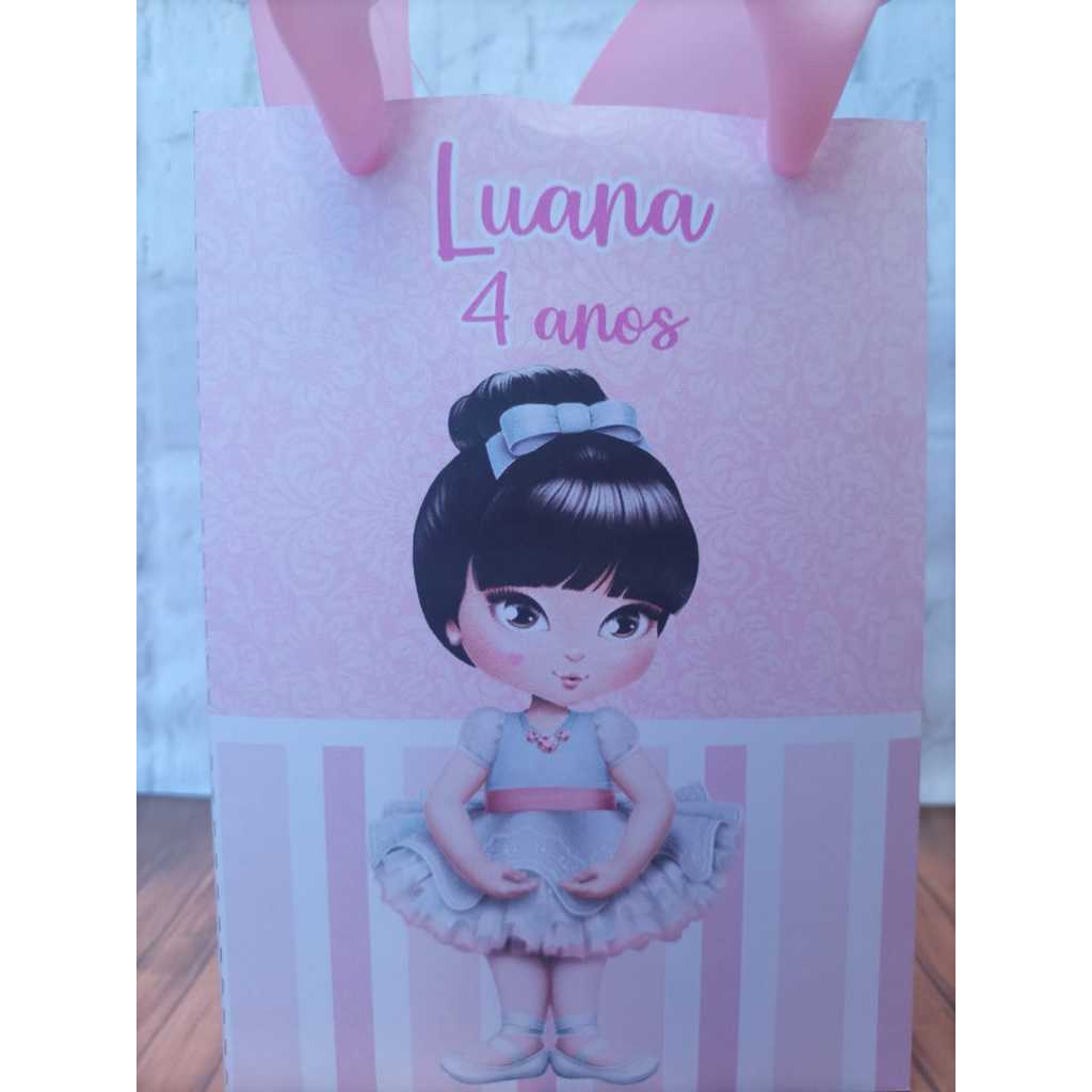 Sacolinha Personalizada Bailarina Aniversário Infantil Mimos e Lembrancinhas para Festa