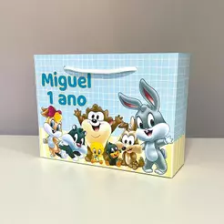Sacolinha Personalizada Baby Looney Tunes - Lembrancinha Festa Baby Looney Tunes