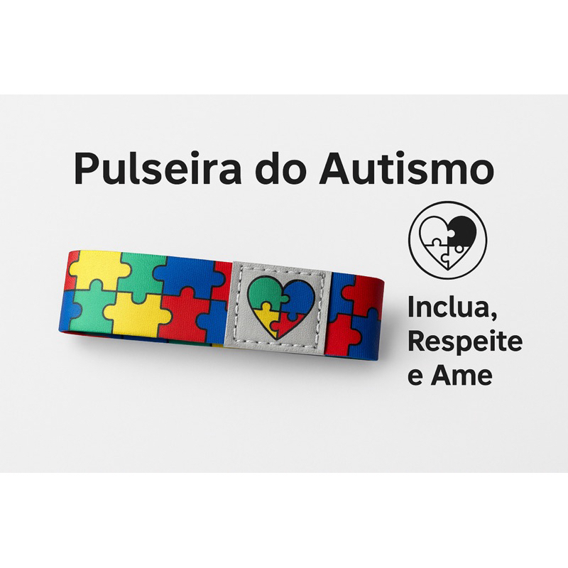 🧩 Pulseira Autismo Colorida | Amor e Inclusão | Elástica Adulto 💙