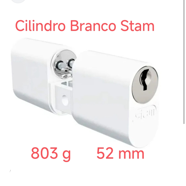Cilindro Tambor Miolo Original Fechaduras Stam Cor Branco Gorje 501 / 601 / 803 / 805 / 901 c/Parf. em Oferta na Shopee