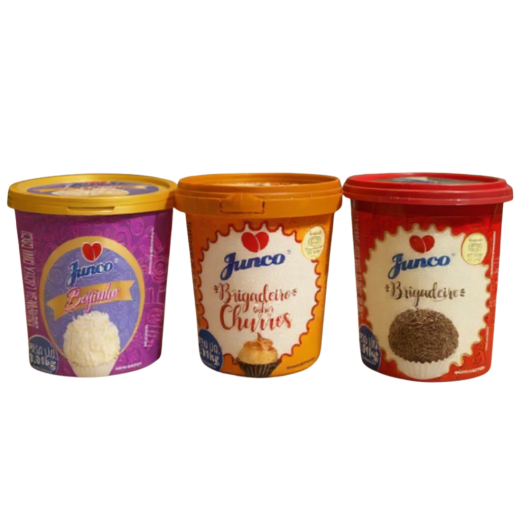 Kit 3 Potes Junco 1,01kg – Brigadeiro, Beijinho e Churros! Imperdível!