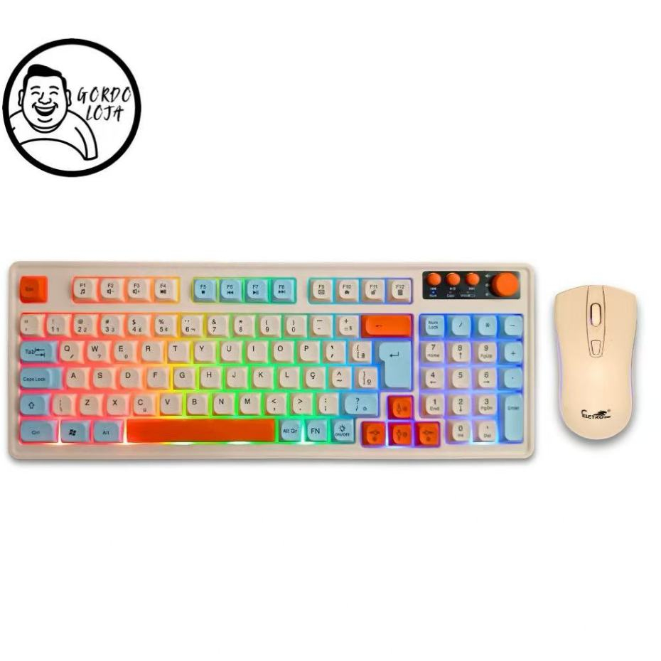 Teclado E Mouse Sem Fio 2.4ghz ABNT2 Receptor Nano Usb
