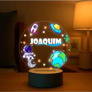 Luminária Infantil Personalizada Com Nome Planetas Astronalta Abjur Redonda Quarto Bebê Iluminação Amamentação Gestante em Oferta na Shopee